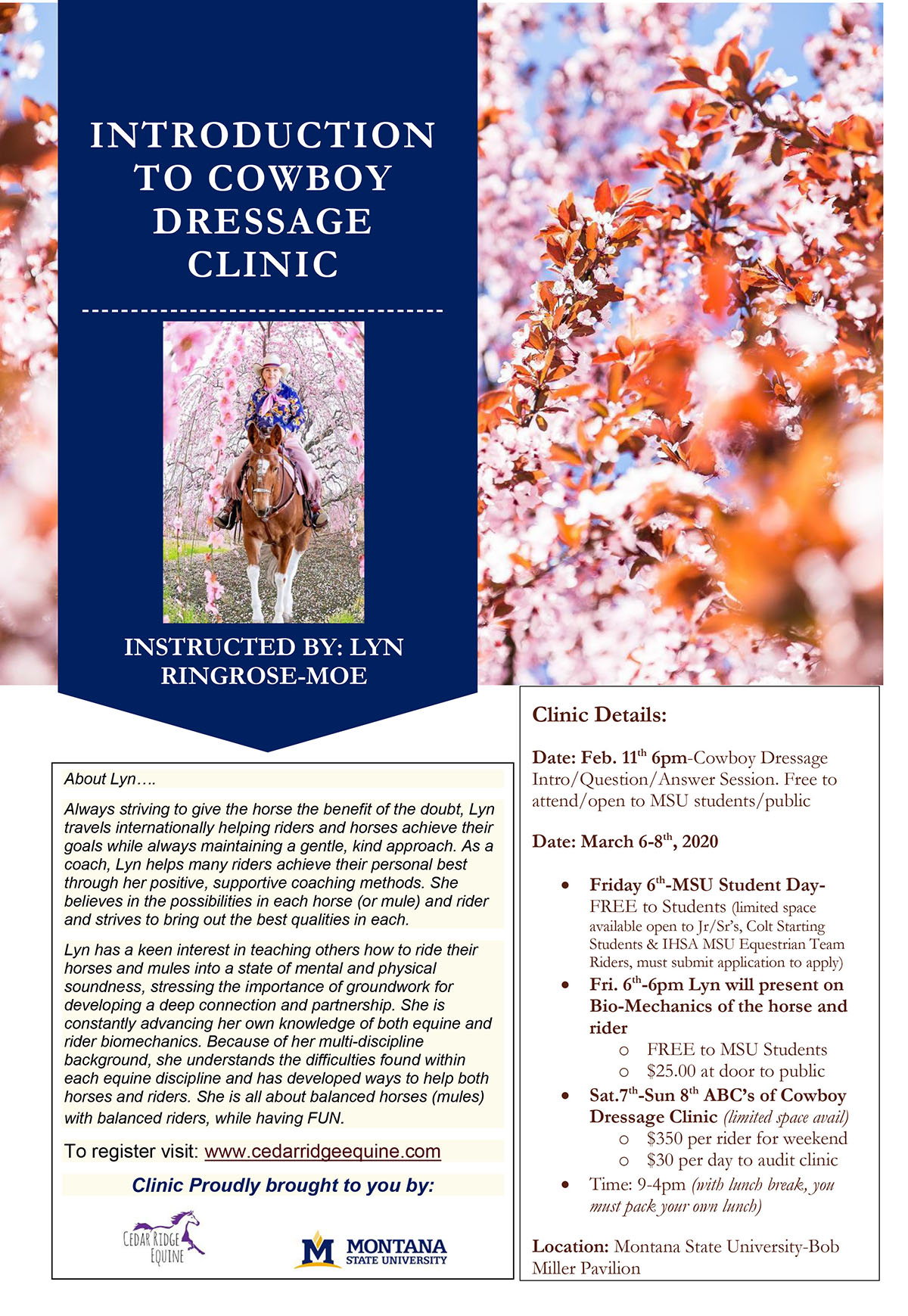 Cowboy Dressage Clinic Coming March 6-8, 2020